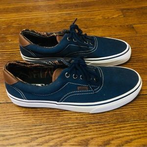 Vans Navy Blue and Leather Authentic Mens 9.5